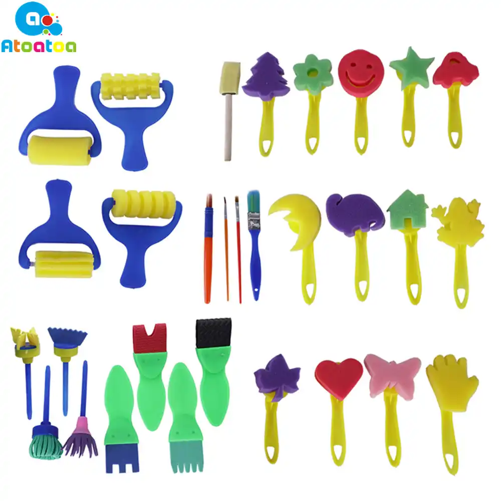 30 ピース セット Eva 落書きブラシアートスタンプおもちゃユニセックスベビー子供子供漫画のブラシ Diy ペイントツール描画クラフトおもちゃ Toys Toys Toys Toys Toystoy Stamp Aliexpress