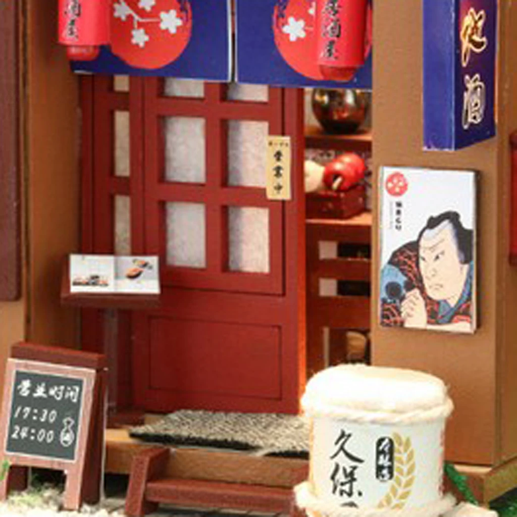 1:24 DIY Miniature Dolls House with Furniture Kit Japanese Styled Izakaya Kids Toy Birthday Gifts