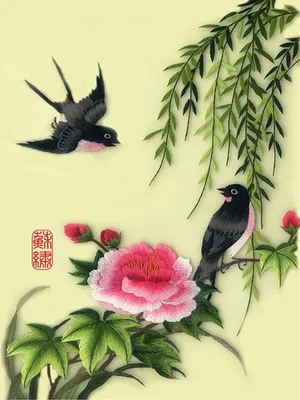 DIY шелк тутового шелкопряда Сучжоу наборы для вышивки напечатанные картины, комплекты для рукоделия птицы, рыбы и цветы