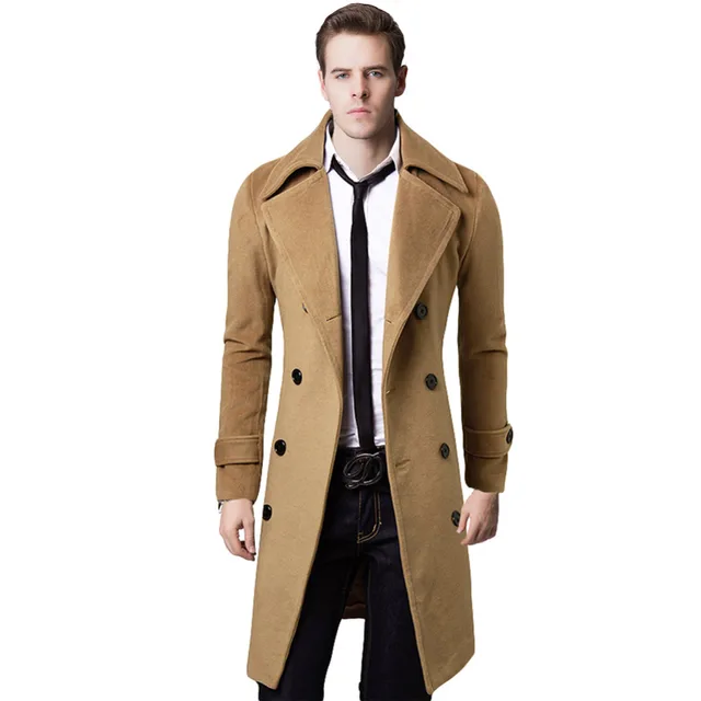 XXL Overcoat Double breasted Long Trench Coat Men Windproof Sobretudo