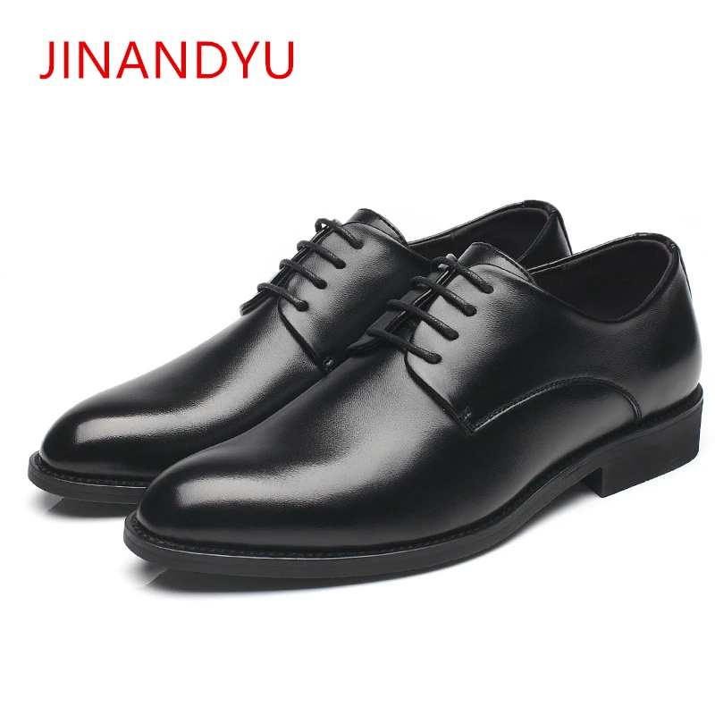 

Fashion Men Dress Shoes Leather Oxford hidden heel Shoes for Men 2019 Brand Casual Business Formal Wedding Men Shoes Lace Up