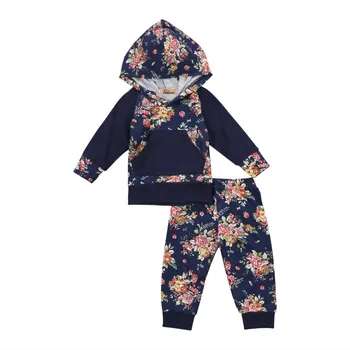 

2Pcs Newborn Baby Girls Boy Floral Hoodies Clothing Sets Cotton Sweatshirts Tops Long Pants Outfits Set Kids Infant Baby Clothes