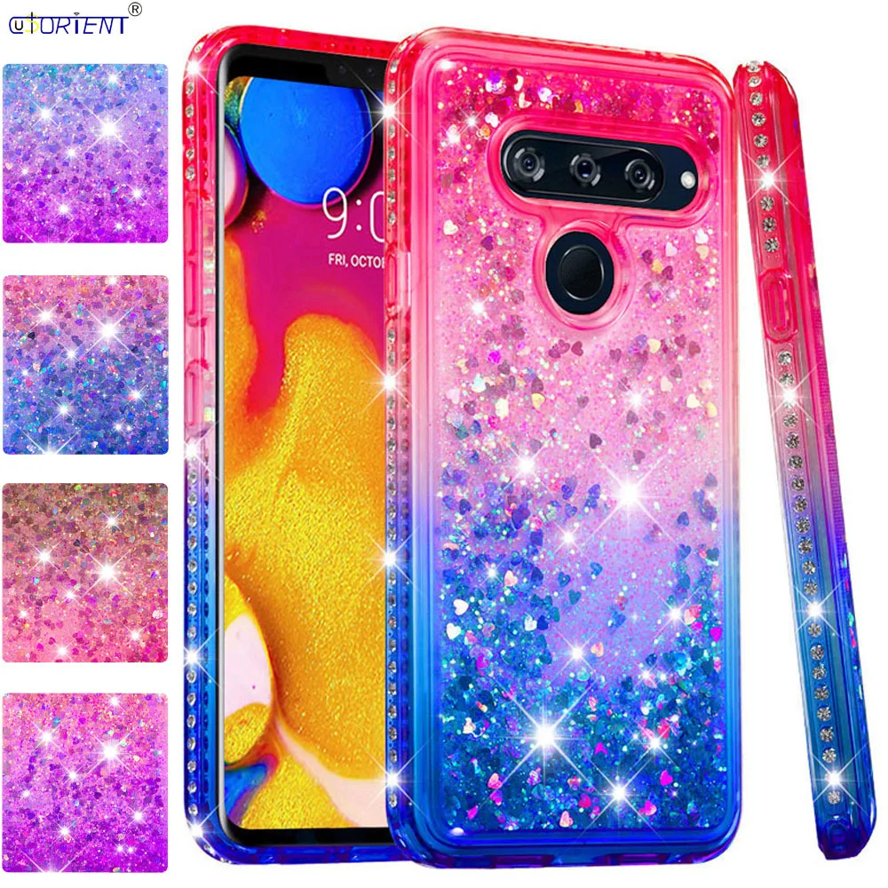 LG V40 ThinQ Блестящий Жидкий чехол V 40 тонкий Q Мягкий Силиконовый противоударный LM