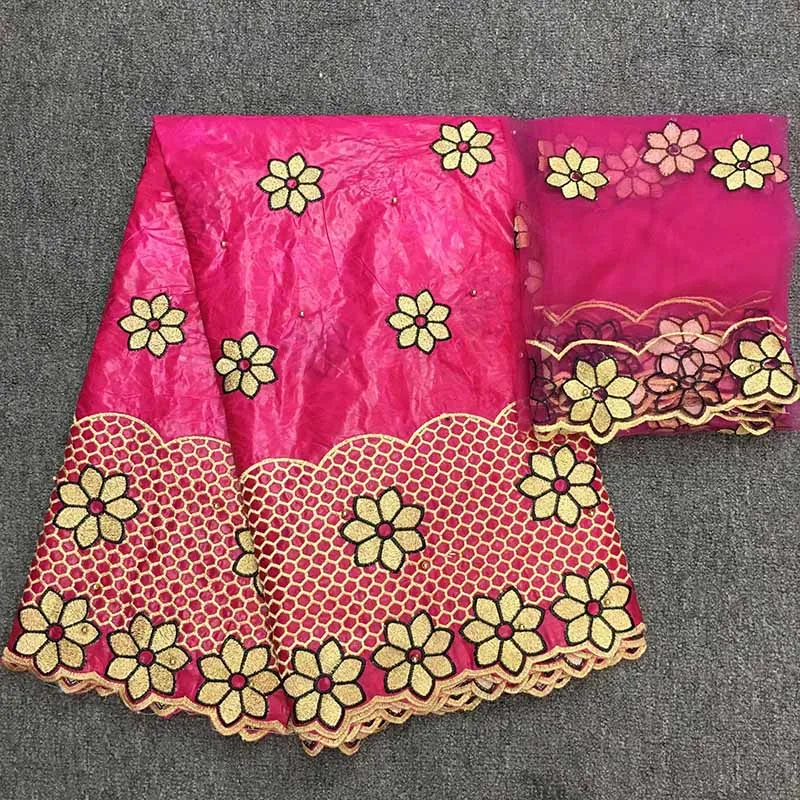 

Bazin Cloth High Quality Fabric Africa Cloth Fabrics Women'S Pure Cotton Embroidery Lace Large Piece 5 Yard 2 Wharf Yarn