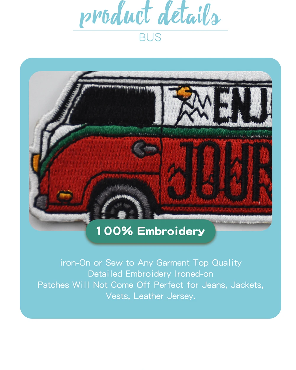 Journey Bus Embroidered Patches For Clothing DIY Style Car Pattern Decoration (4)