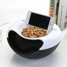 Creative Lazy Fruit Dish Snacks Nut Melon Seeds Bowl Double Layer Plastic Candy Plate Peels Shells Storage Tray Desk Home Decor