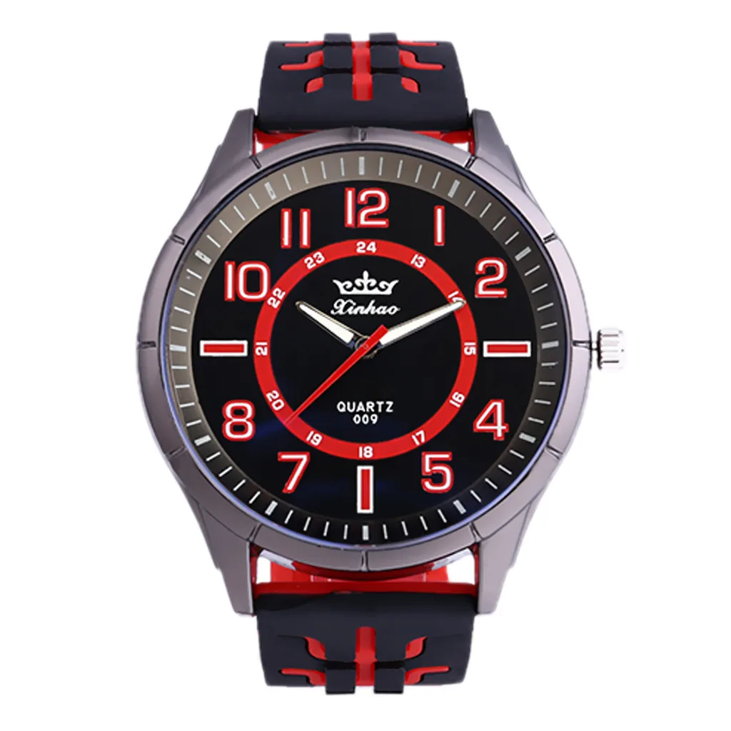 Мужские часы красный Силиконовый кварцевый ремешок мужские модные наручные часы повседневные мужские часы Orologio Uomo спортивные часы Reloj Hombre