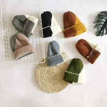 Вязаная шапка в стиле пэчворк для пар, для женщин и мужчин, для мальчиков, вязаная шапка, зимняя, переносная, смешанные цвета, Осенняя шапка