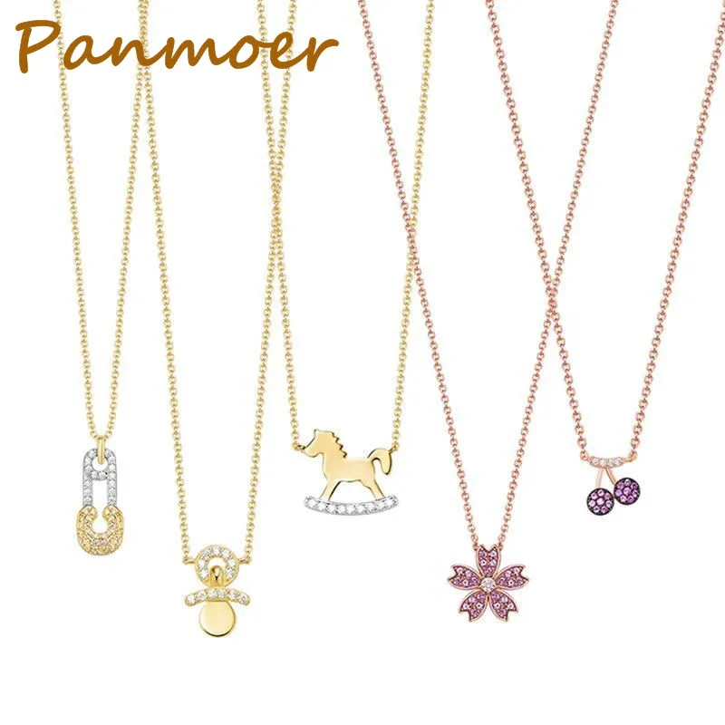 

Sterling Silver 925 micro pendant zircon fashion personality childhood fun Necklace for women charms brand boho jewelry gift