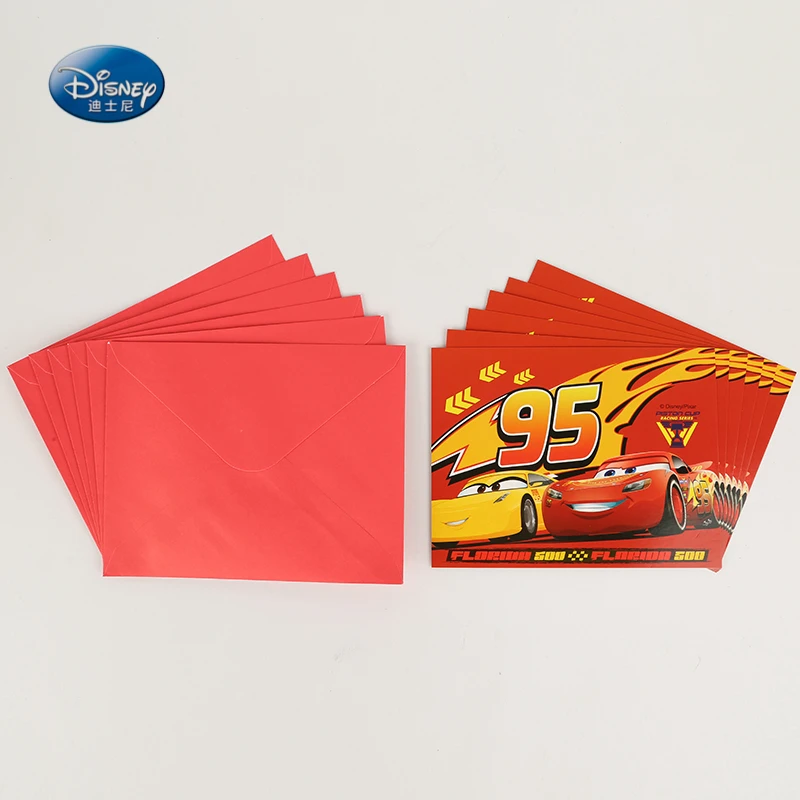 Disney Cartoon Cars 12pcs/lot Invitation Card McQueen Theme Party Kids Favor Happy Birthday Party Supplies Decoration