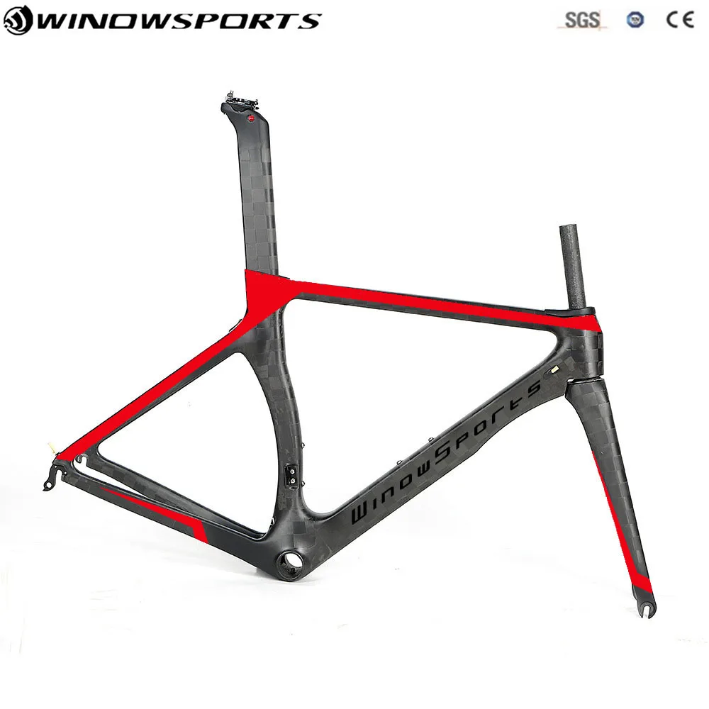 Flash Deal 2019 New Color Aero Road Racing Bike Frameset matte/glossy Di2 / mechanical racing carbon road frame cycling bicycle frameset 13