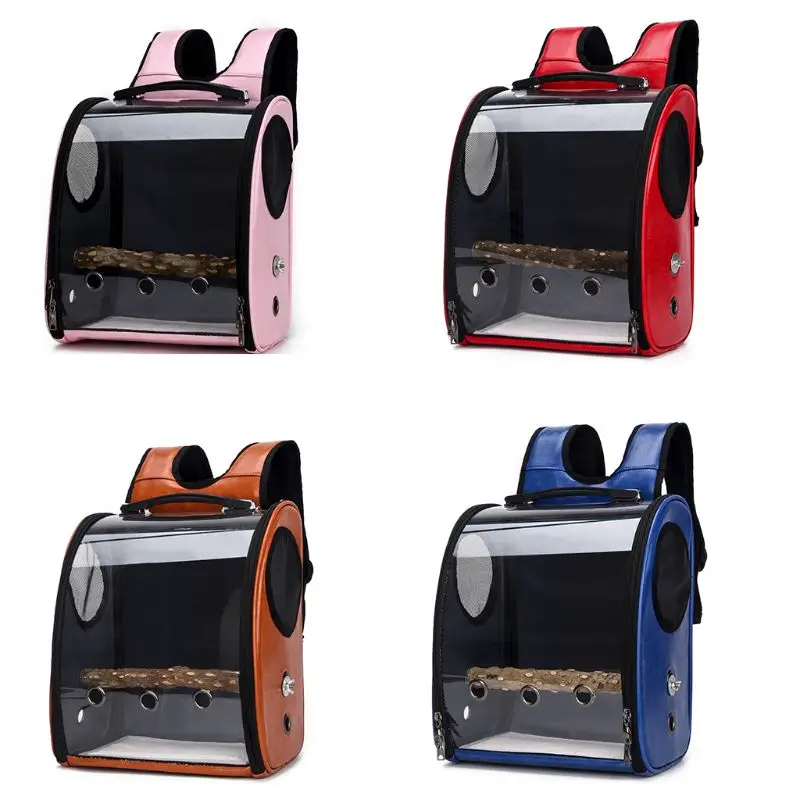 US $38.06 Pet Parrot Bird Carrier Travel Bag Space Capsule Transparent Cover Backpack Breathable Outdoor