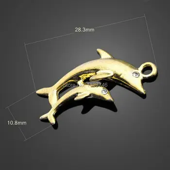 

200pcs 28x10mm Antique Zinc Alloy Double Dolphin Charms Pendants For Jewelry Making DIY Handmade Craft
