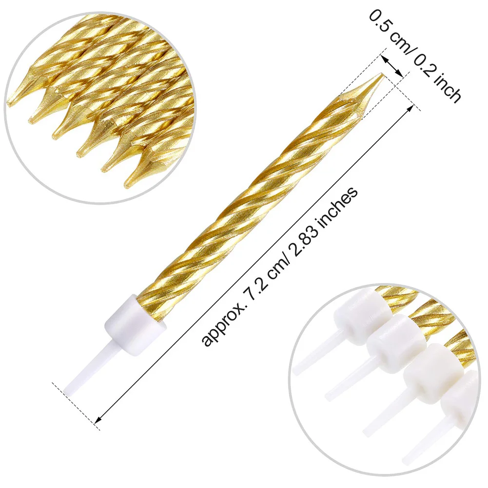 50 Pack Gold Threaded Candle Child birthday party wedding Baking DIY Small Cake Decoration New | Дом и сад