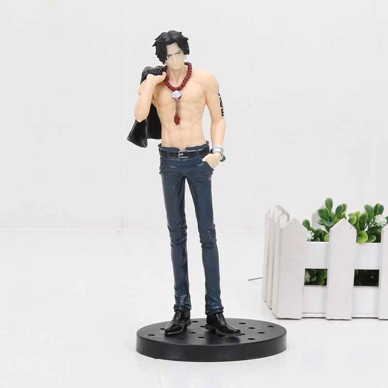 18 см аниме one piece Figure Portgas D Ace Jean Ver. ПВХ фигурка Коллекционная модель детские подарки куклы игрушки - Цвет: Black clothes bag