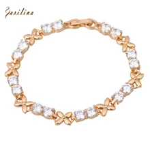 New 2017 White Cubic Zirconia Bracelets Yellow Gold Bracelet Elegant Fashion Jewelry pulseras 17cm 6.69 inch B213