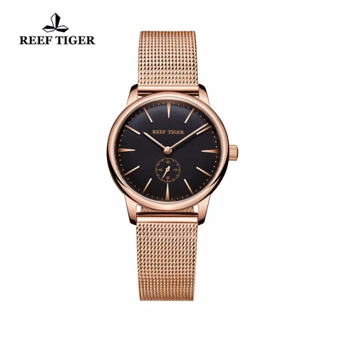 Relógio de Luxo Relógios de Quartzo Relógios de Pulso Fino para as Mulheres rt do Vintage Recife Tigre Rose Gold Tone Casal Analógico Ultra Rga820 –