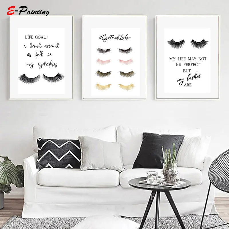 Modern Wall Art Lashes Poster Eyelashes Bundle Canvas Painting Eyelash