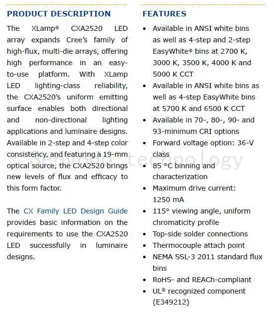 10X CREE CXA2520 поверхность COB светодиодный излучающий белого цвета с керамикой PCB