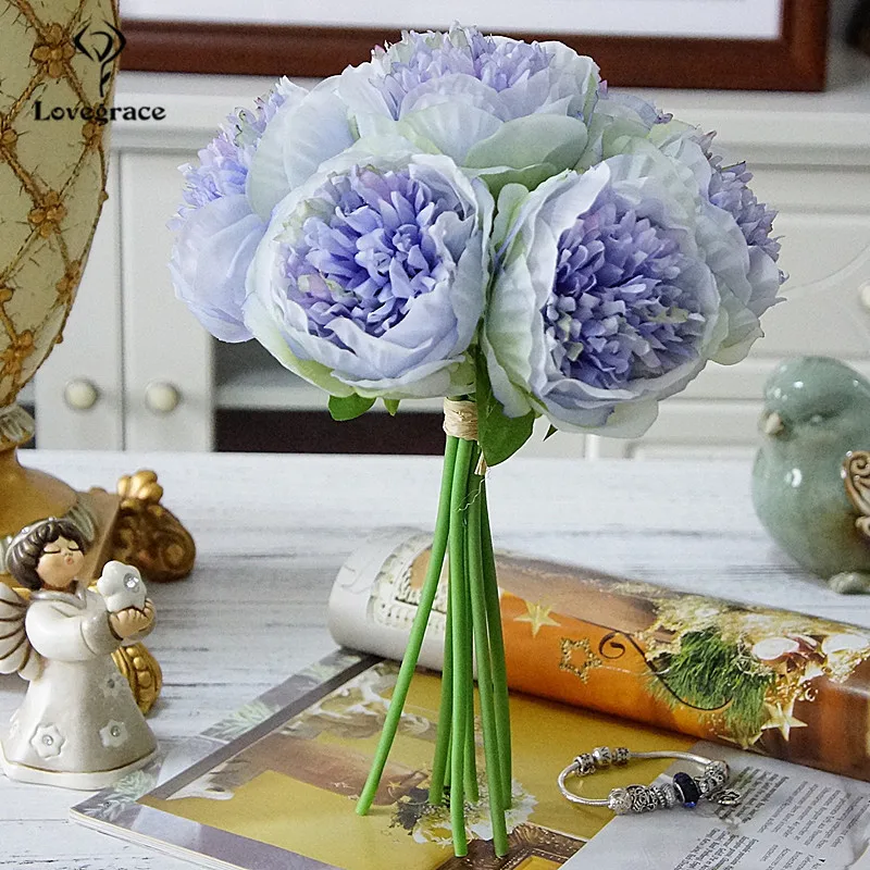 silk peony flowers artificial wedding bouquet fake flowers home floral decor (30)
