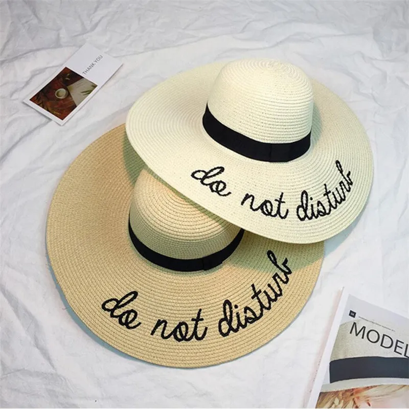 Летняя женская шляпа с широкими полями не diaturb шляпа от солнца с вышивкой соломенная шляпа флоппи Складная Roll up кепки пляжная шляпа от солнца