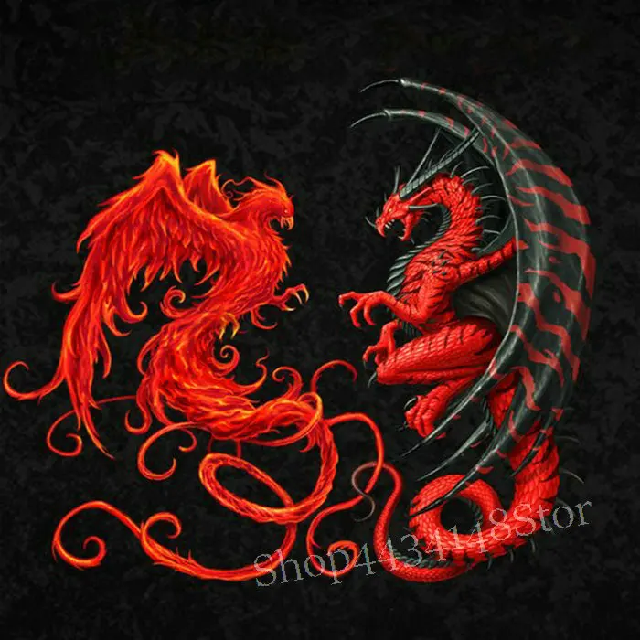 

MHD 5d diy diamond painting dragon phoenix animal pattern full square 3d diamond embroidered rhinestone home decoration kit