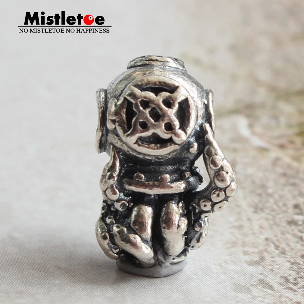 

Mistletoe 925 Sterling Silver Designer Octopus in a helmet charm Bead Fit European 3.0mm Bracelet Jewelry Small Hole