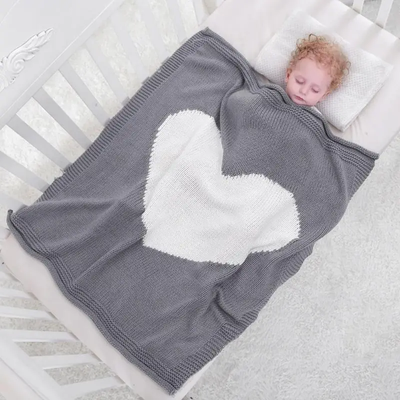 Детское вязаное одеяло для новорожденных в форме сердца, Пеленальное Одеяло, s постельные принадлежности, одеяло, игровой коврик, детское банное полотенце, спальный реквизит