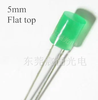 

100pcs/color 5mm Flat top Pure green Round led 5mm DIP LED without fringe indicator LED light diode