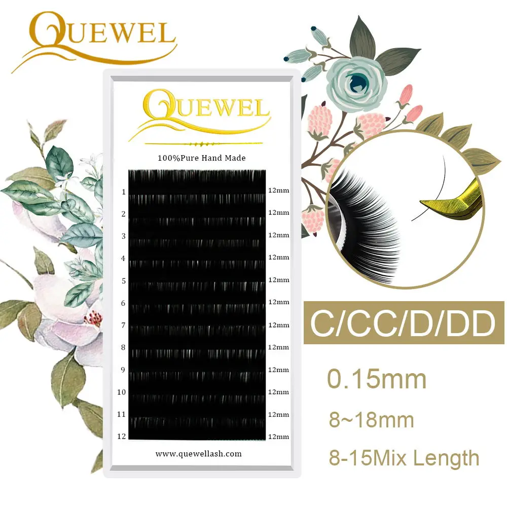 

Quewel Lashes Extension Single Curl Soft Eyelash Grafting Natural personality Eyelashes Extension Russian High Quality Eyelashes