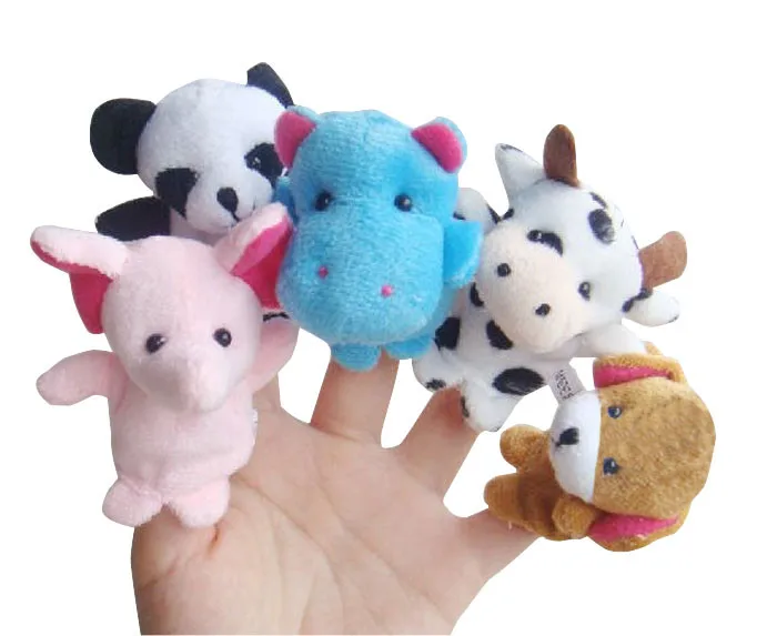 10pcs/lot Animal Cartoon Biological Finger Puppet Plush Toys Baby Cloth Educational Hand Toy Story Finger Dolls NEWST