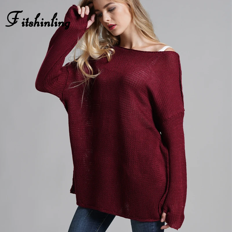 

Fitshinling Winter sweaters fashion 2018 women vintage oversized long sweater ladies knitted jumpers pullovers female clothing