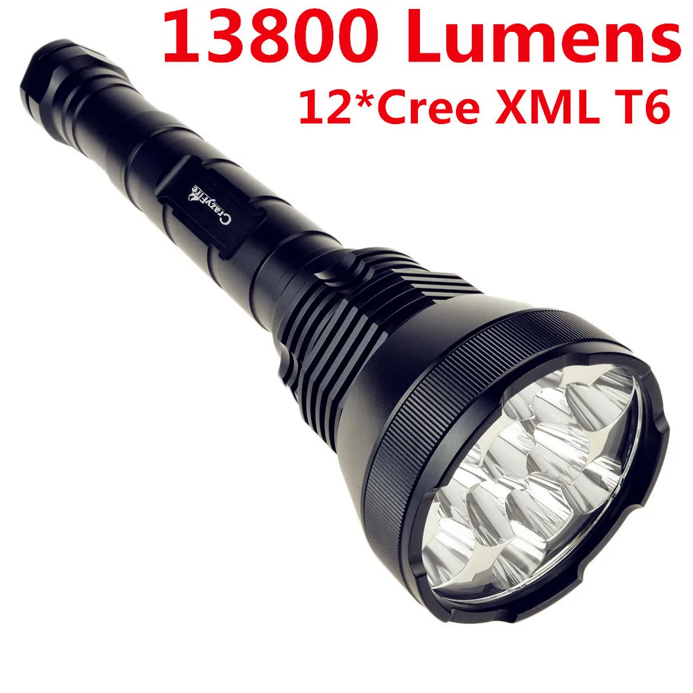 CrazyFire LED Flashlight 13800 Lumen 12 x CREE XM L T6 5 Modes High