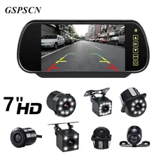 GSPSCN Aggiornamento Telecamera di Retromarcia di Backup Videocamera vista posteriore LED di Visione notturna con Completa Dello Schermo di Tocco di 7 pollici LCD Monitor Specchio Retrovisore