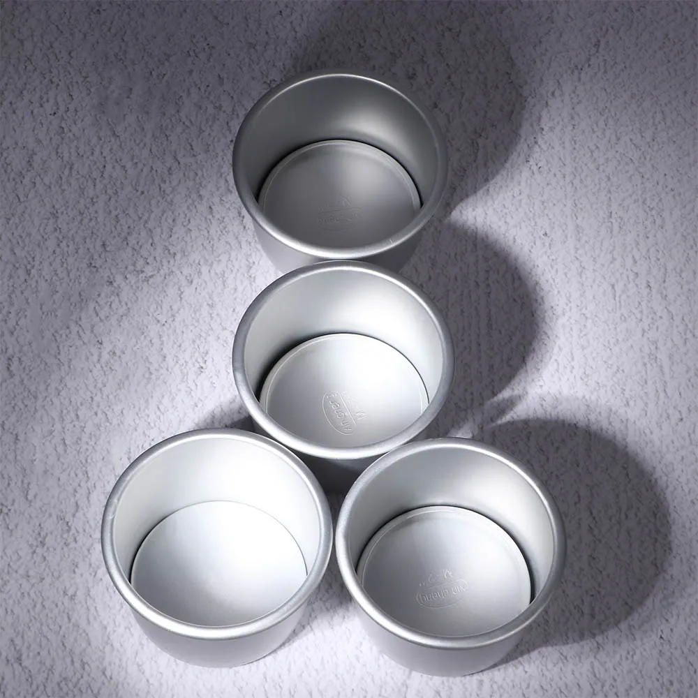 

3Pcs/Lot Round Mini Cake Pan Aluminum Alloy Removable Bottom Pudding Mold DIY Baking Home Party Kitchen Tools (Size: 2 inch)