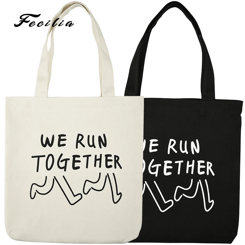 

Fecilia 2019 New Arrival 2 PCS/SET Alphabet Printed Canvas Tote Bag Women's Shopping Bag Shoulder Bags Handbag with Zipper