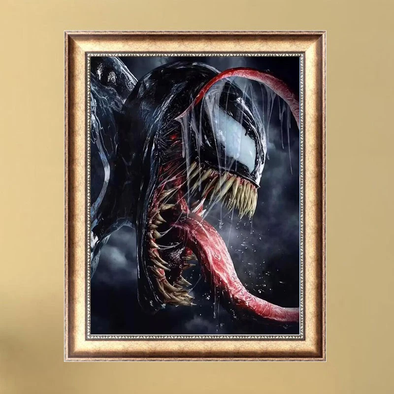 

New 5D Diamond Painting Kit Venom Spider Man Diamond Embroidery Cross Stitch DIY Rhinestone Mosaic Full Marvel Venom Wall Decor