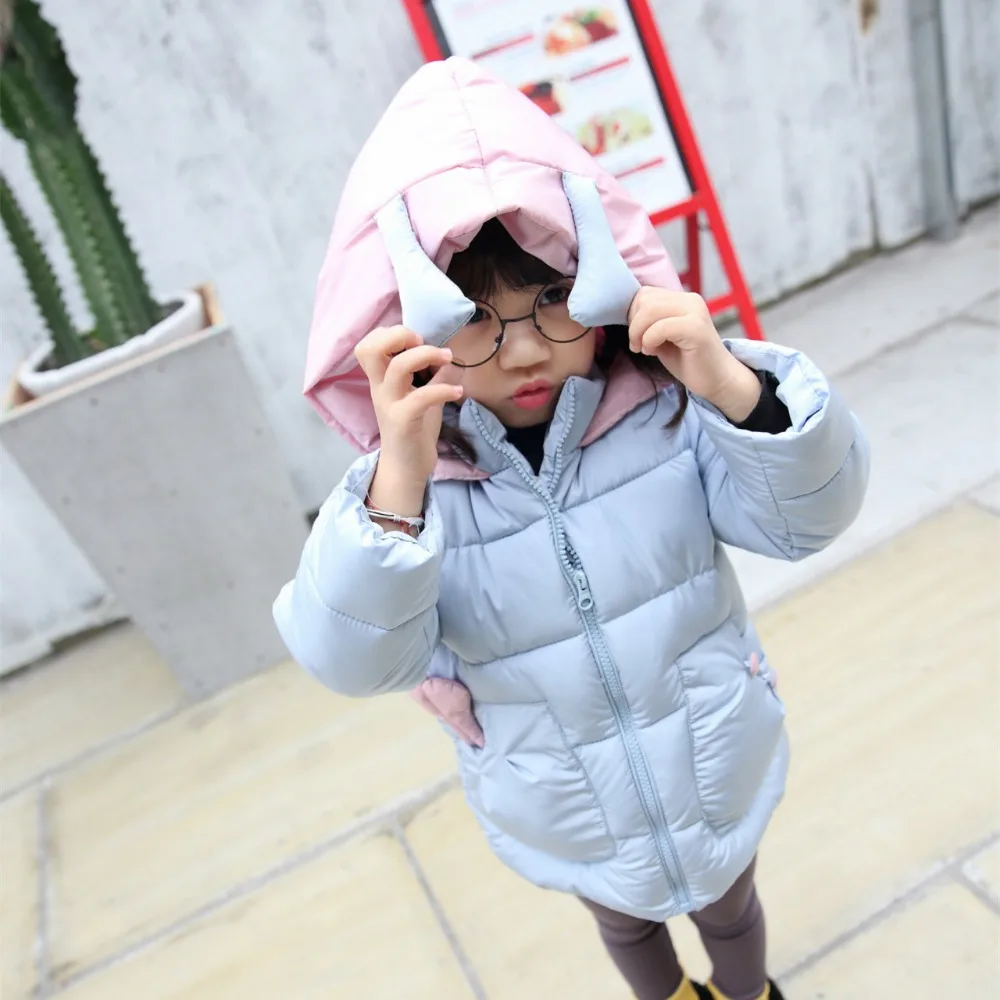 2016 Girl Winter Warm butterfly Coat Girl Long Sleeve Cute Hooded Fashion Christmas Clothes Kid School