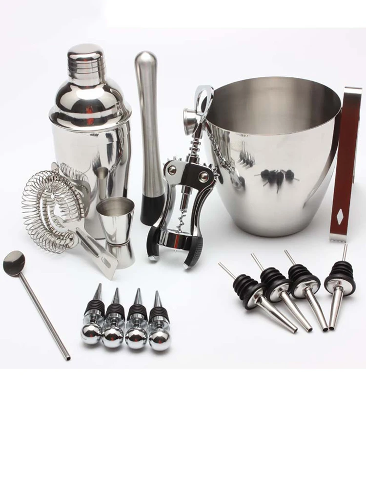 

Bartender Cocktail shaker Set 16 Piece Ice Bucket Cocktail mixer Ice Clip Set for bar party bar accessories