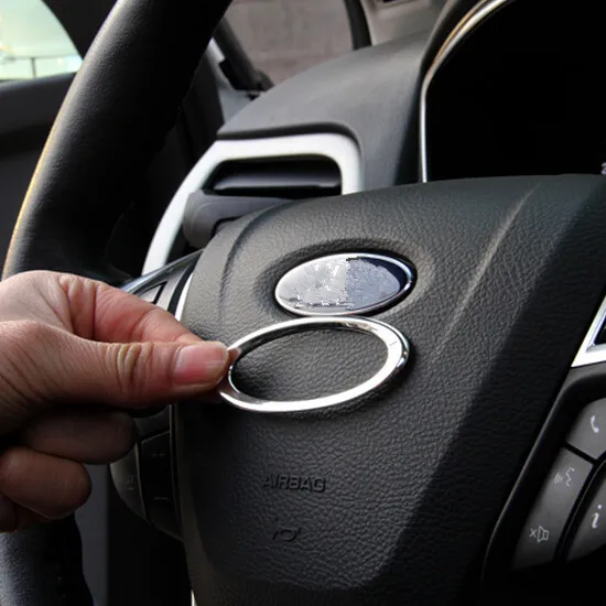 

Car-styling Steering Wheel ABS Chrome Trim Cover Logo trim Ring Case for Ford Focus Fiesta Ecosport KUGA Mondeo Escort EDGE