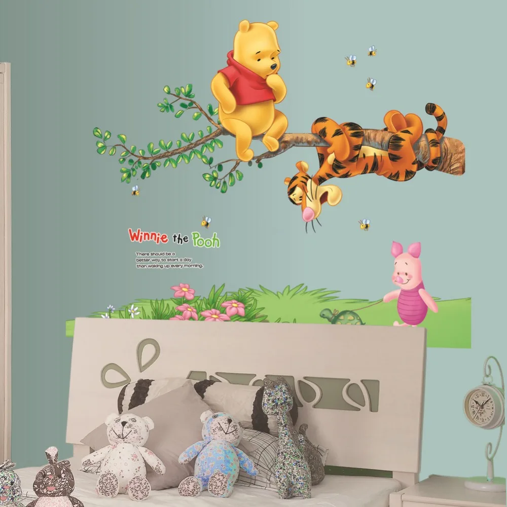 

Winnie the Pooh Tigger Animal Cartoon Vinyl friends wall stickers for kids room Kindergarten classroom decorative sticker