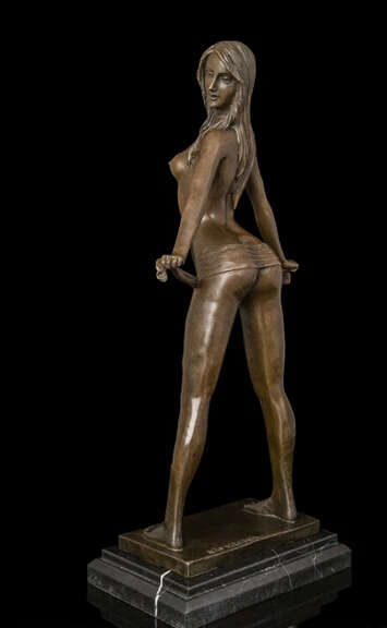 

003202 19 Western Bronze Copper Marble Craft Art Sculpture Nude Woman Statue Figurine