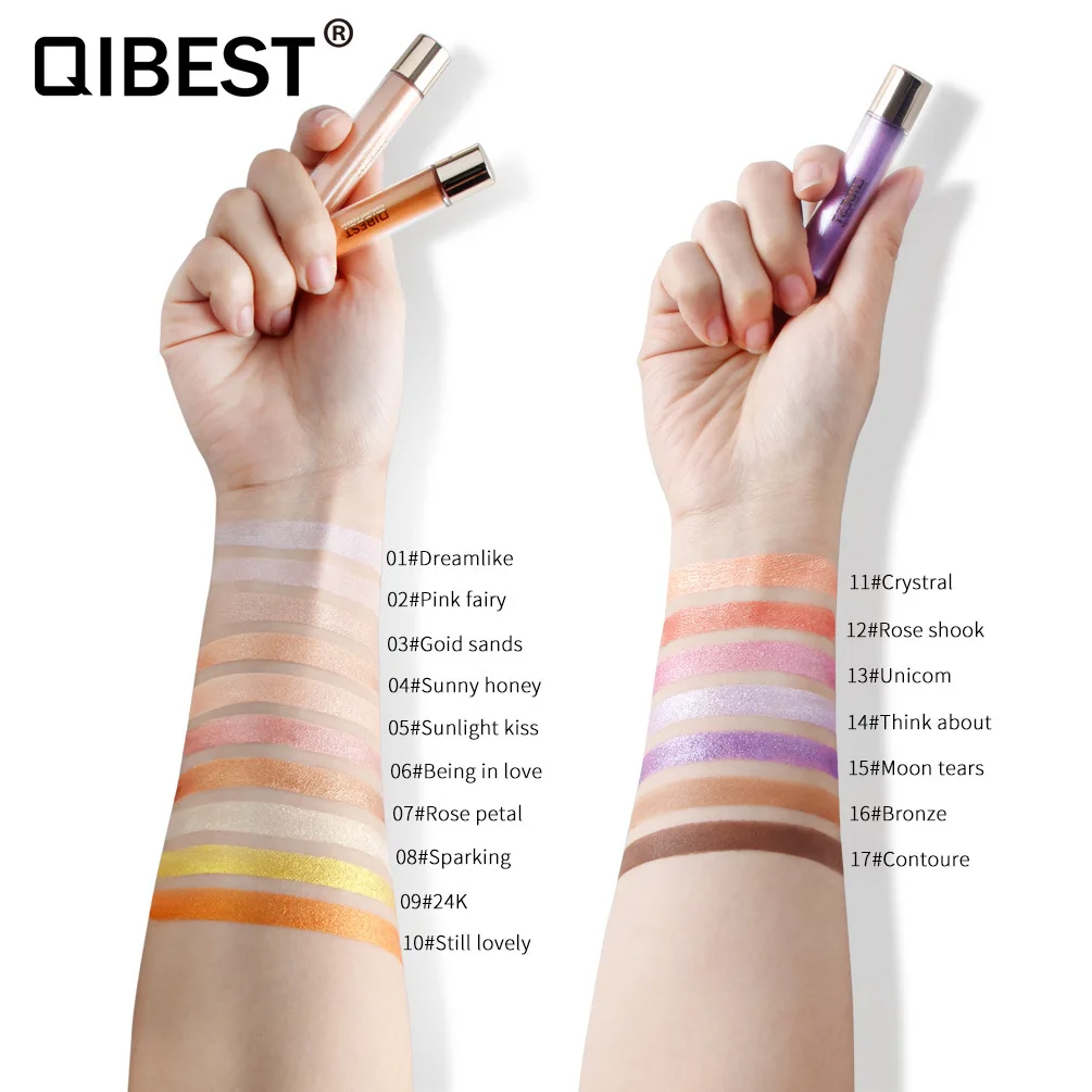 QIBEST водостойкая светящаяся пудра волшебная Iluminador Maquillaje тени для лица косметика