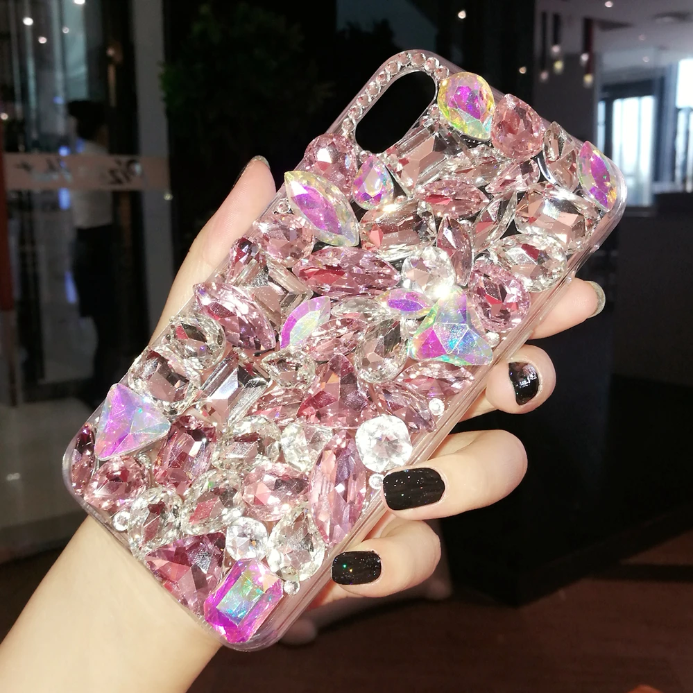 Роскошные Чехлы с кристаллами и драгоценными камнями, стразы для iphone 11 Pro max X XS MAX XR, мягкий чехол для телефона с прозрачными краями для iphone 5S, 6 S, 7, 8 PLUS