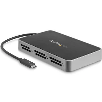 

StarTech.com 6-Slot Thunderbolt 3 SD Card Reader - Portable, MMC,SD,SDHC,SDXC, Black,Silver, 40000 Mbit/s, Plastic, Activity, CE
