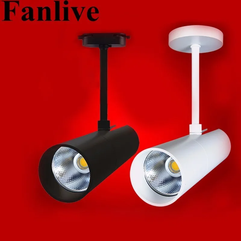 Fanlive 10pcs LED Indoor Wall Track Rail Lighting 2 Wire 7W 10W 15W COB