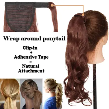 SNOILITE 17''23'' Long wavy Clip In Hair Tail False Hair Ponytail Hairpiece With Hairpins Synthetic Hair PonyTail Hair Extension 3