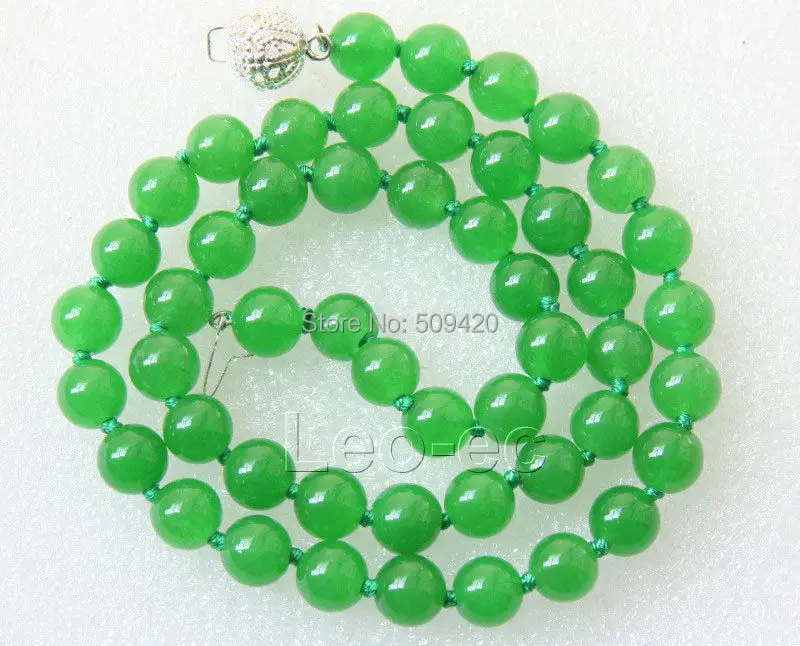 Jewe 652 >>> 17 " 8 мм круг зеленый нефрит ожерелье