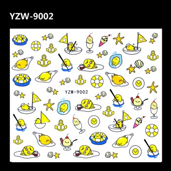 YZWLE 1 Sheet Cute Cartoon Pattern Water Transfer Slide Decals DIY Sticker For Nails Art