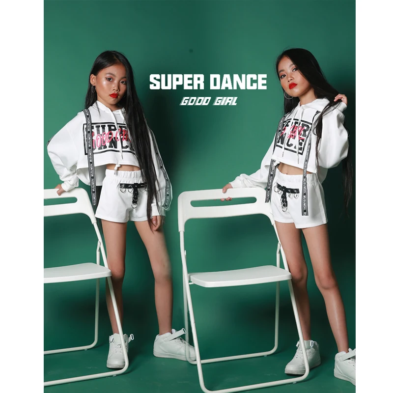 

Children Kid Hip-Hop Jazz Dance Costume Stage Dance Wear Modern Dress Clothing Girl Cheerleading Costumes Rave Suit DQS1552